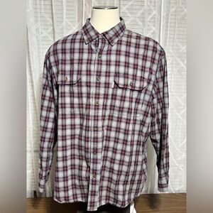Carhartt 3XL Red and Gray Plaid Casual long sleeve Shirt 32” L 25” p2p